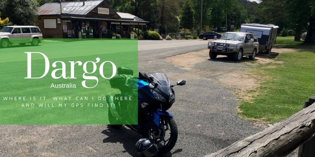 motor bike, 4WD outside the Dargo General Store