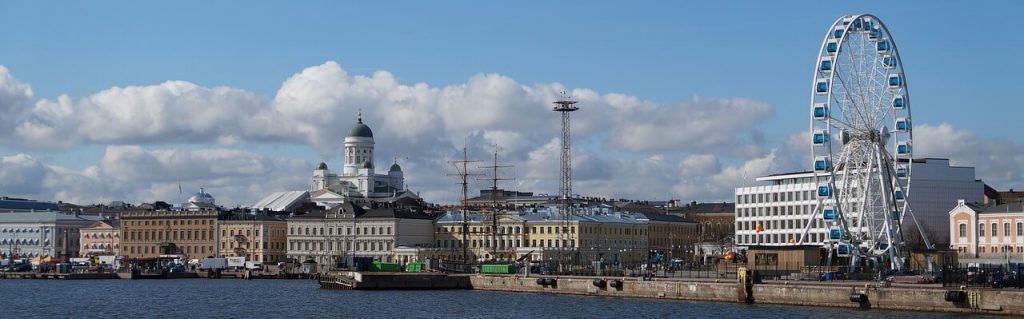 A panoric picture of the harbour area youwill see on your Helsinki stopover