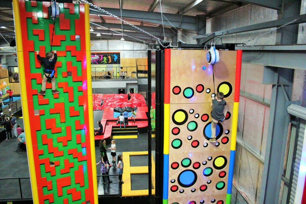 Climbing the walls at jump and climb. Image courtesy of Jump and climb website