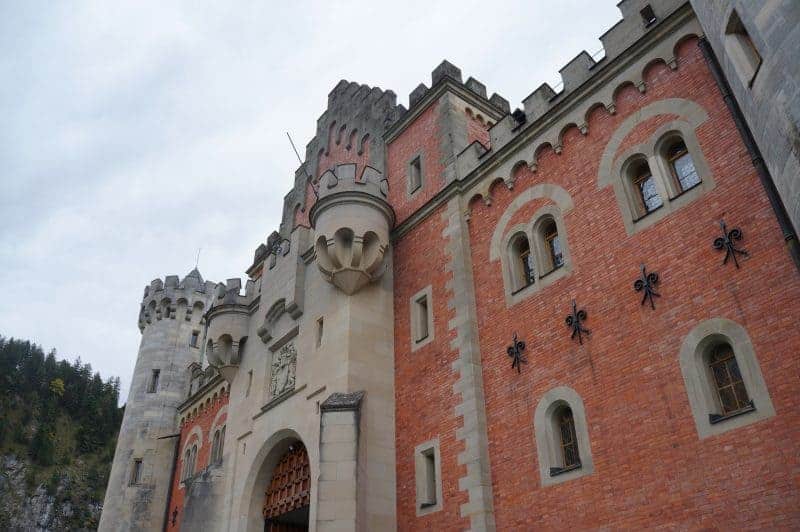 The front entrance to Neuschwanstein Castle