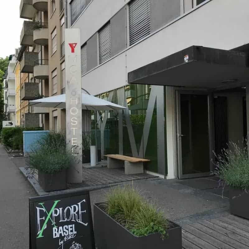 The entry to Basel Hostel YMCA