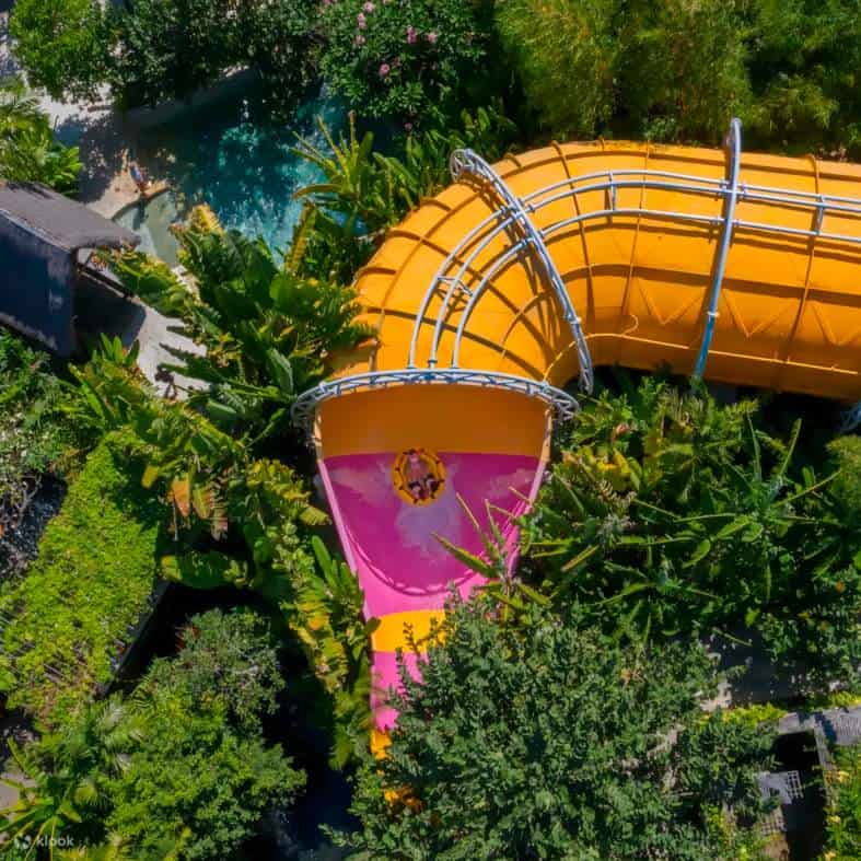 A big tallow waterslide half funnel at Waterbom in Bali