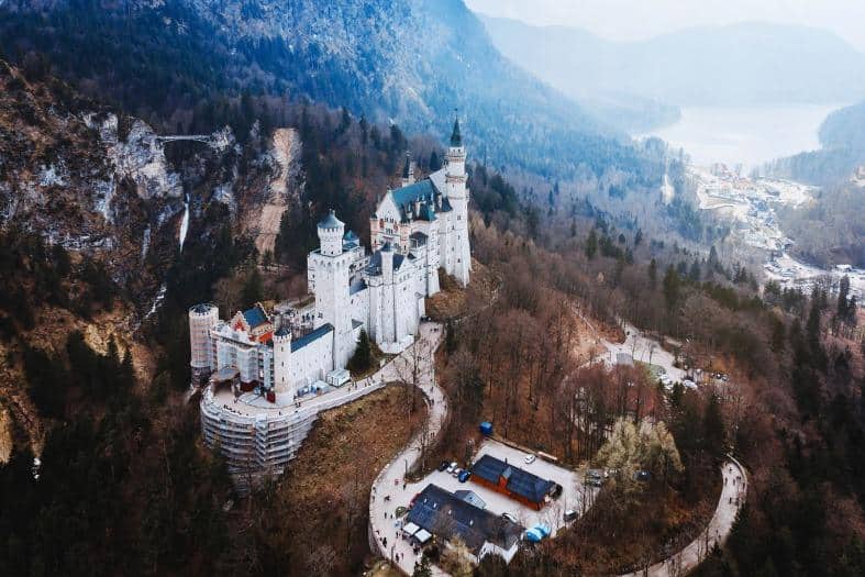 Neuschwanstein Castle, located in Bavaria, Germany