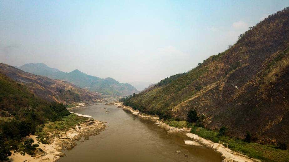 Mekong River in Luang Prabang from a Drone