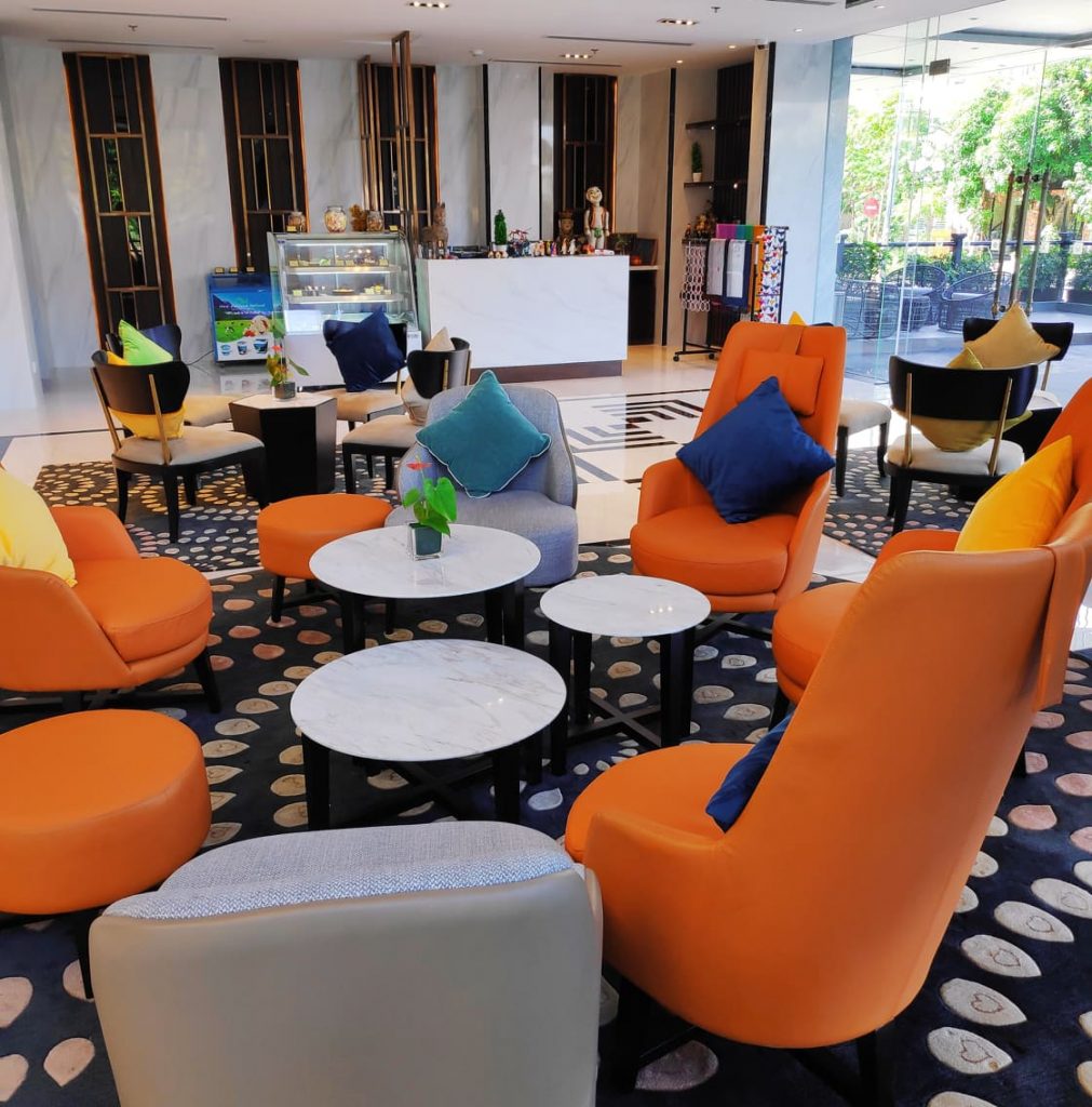 the funky design of the lobby for you to enjoy when you are staying at Wyndham Garden Hanoi Vietnam