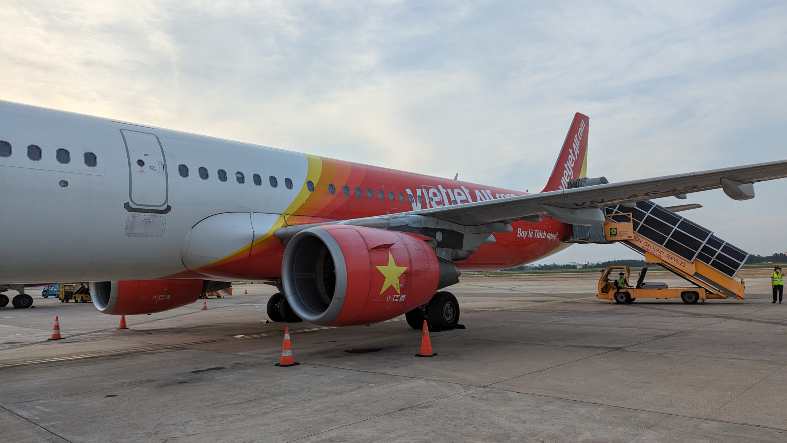 a Vietjet plane on the tarmac at HCMC airport