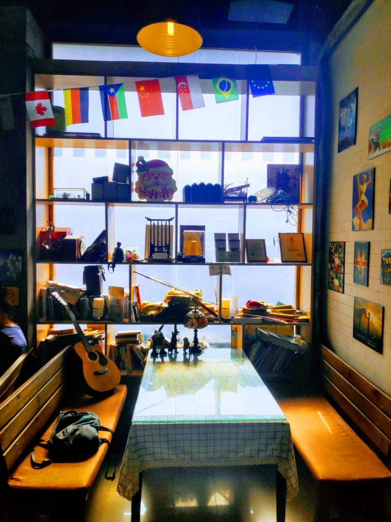 booths in the communal area at the Alley Youth hostel