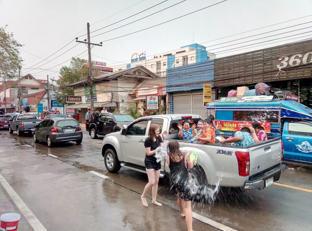 throwing water on Chinese New Yaer in Thailand