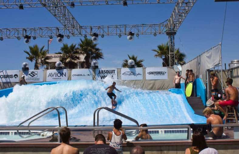 an artificial wave at mission beach in San Diego