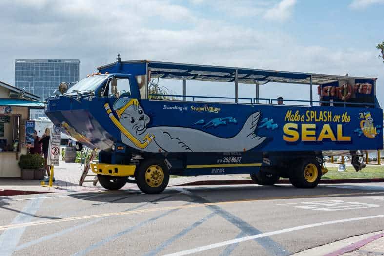 The amphibious boat car that runs a seal tour in San Diego