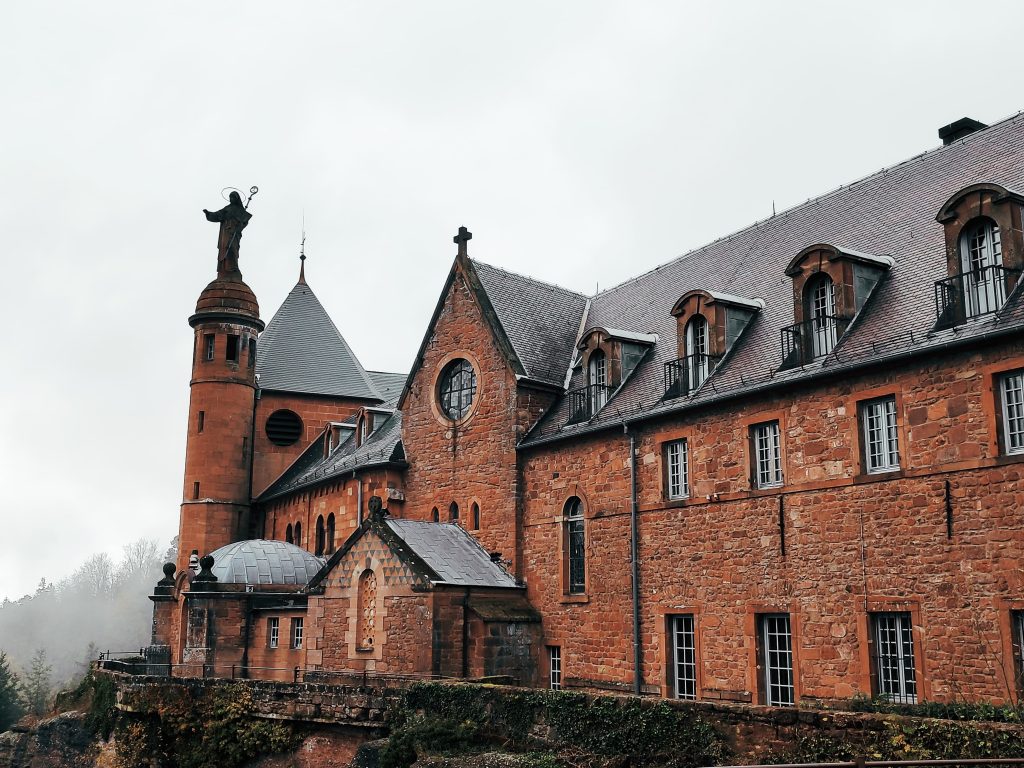 The red brick building at the Monastery Mont St Odile