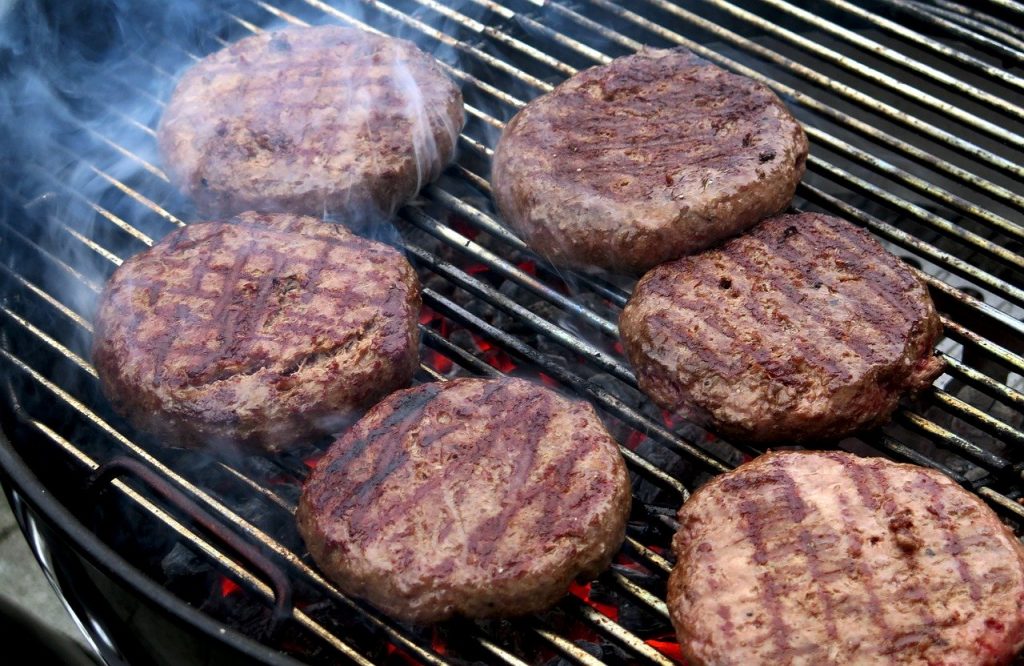 burgers cooking