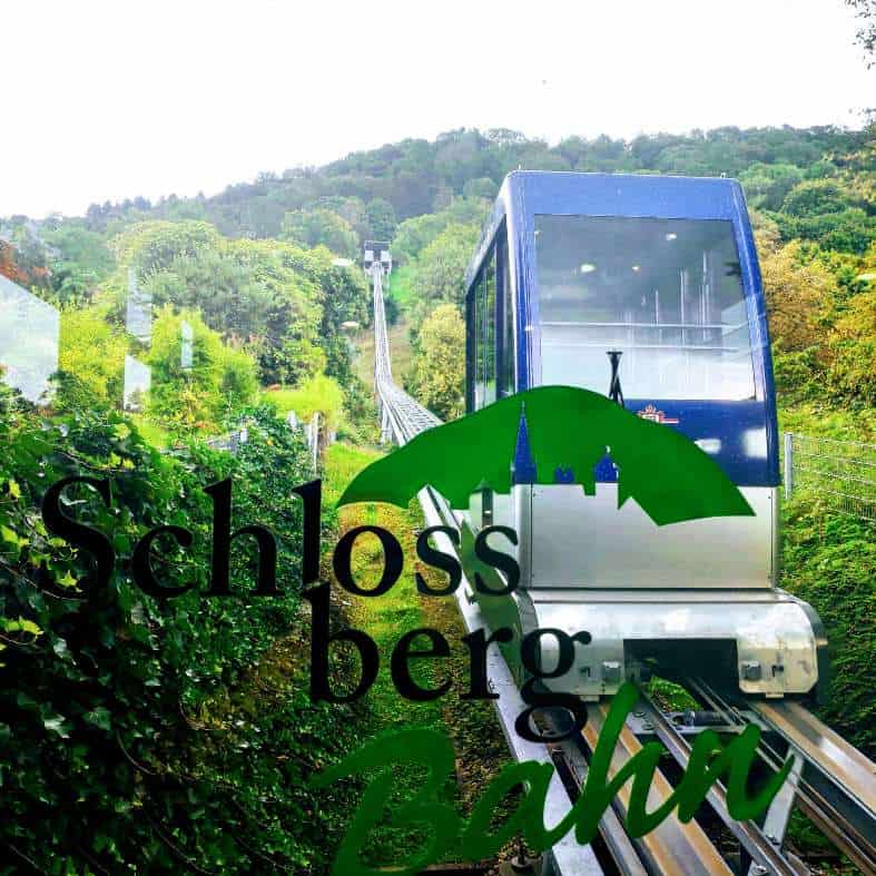 the furnicular car that takes you to the top of the schlossberg in Freiburg