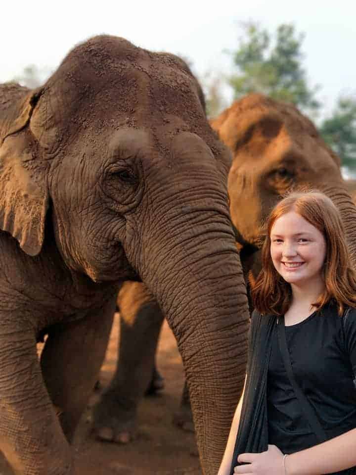 Willow at Elephant nature Park with kids