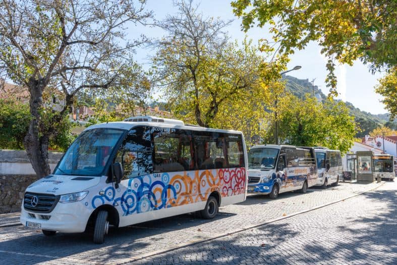 the sintra tourist bus that takes people up to castles and sights