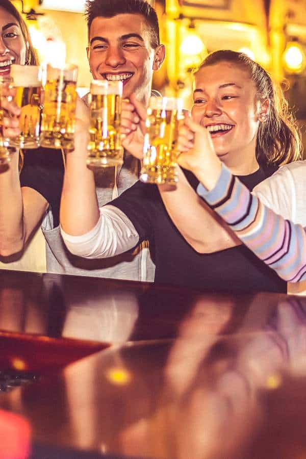 Young adults in York enjoying a jight out in the many pubs