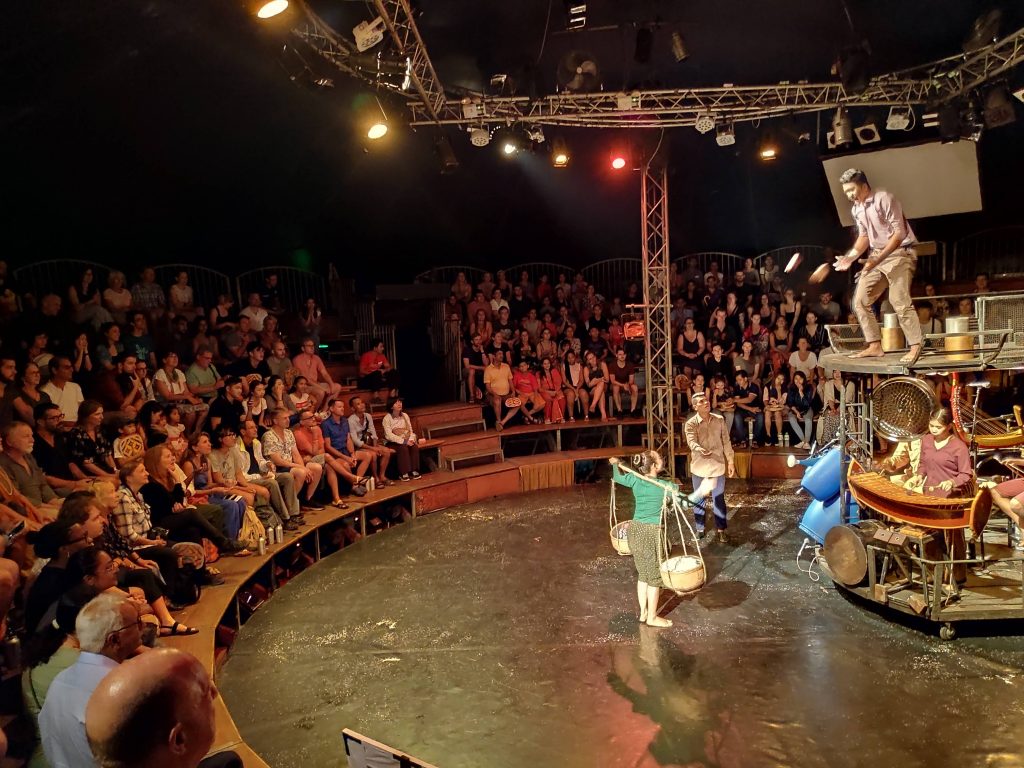 performers doing an act at the circus in Siem Reap Cambodia