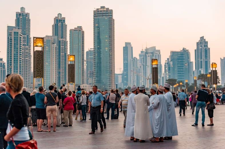 sunset on a city street in Dubai