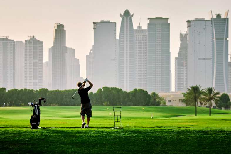 a young adult male enkoying the facilities Dubai offers