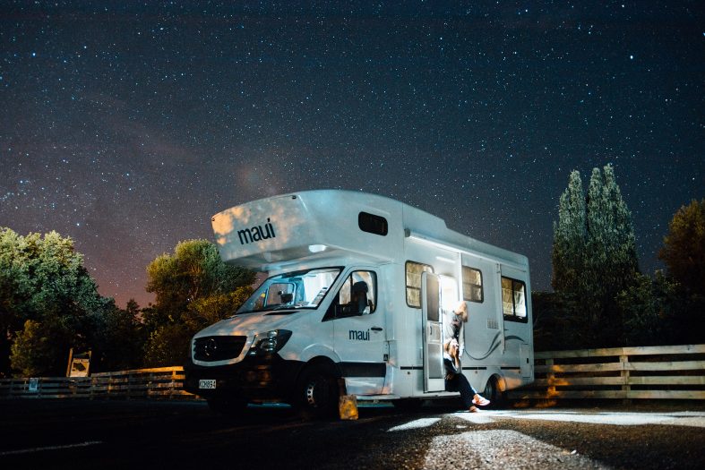 campervan at night at Strasbourg camp park