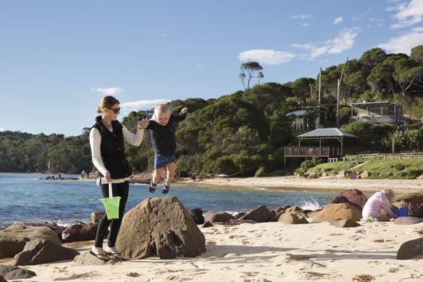 playing on the beach at Merimbula