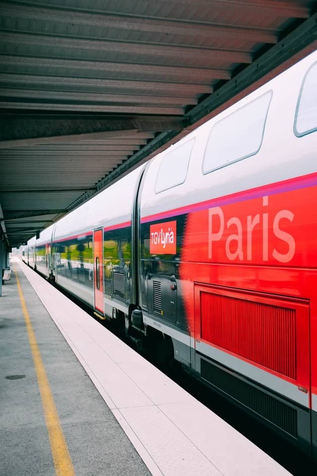 A TGV waiting at the station in France