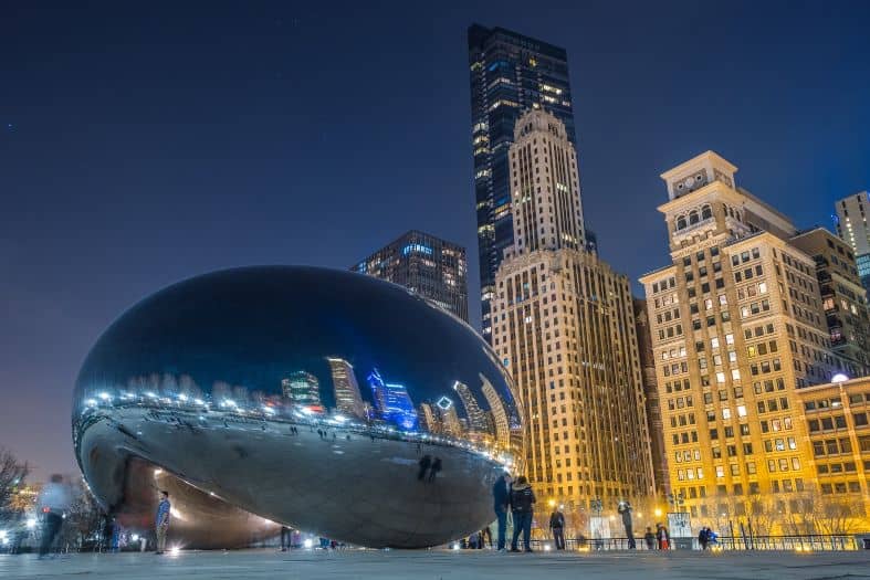 The bean in Chicago at night