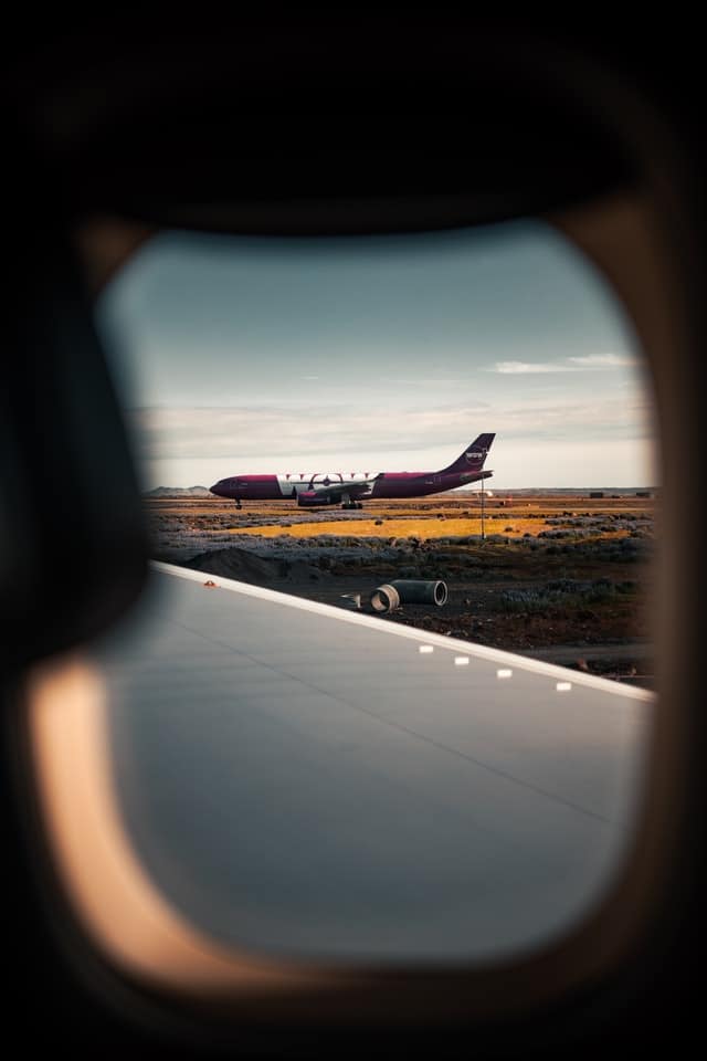 A wow airlines plane on the tarmac at Keflavik Airport in Iceland