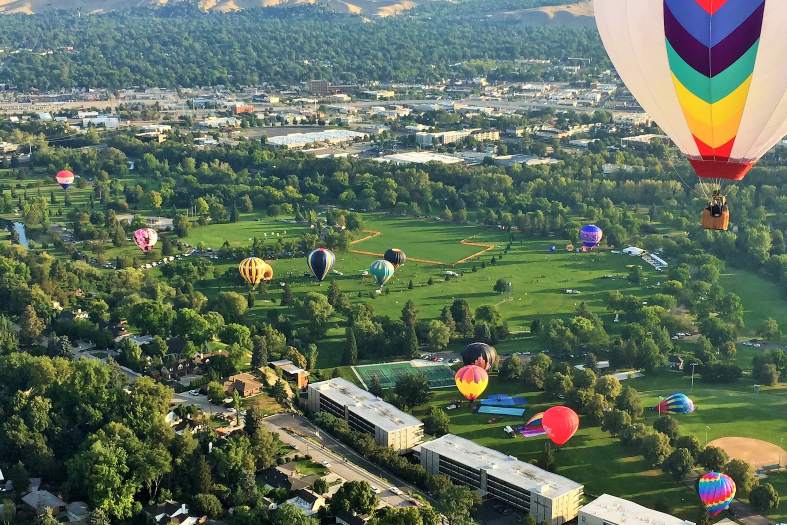 Hot air balloons over the city, one of the best things to do in Boise with teenagers