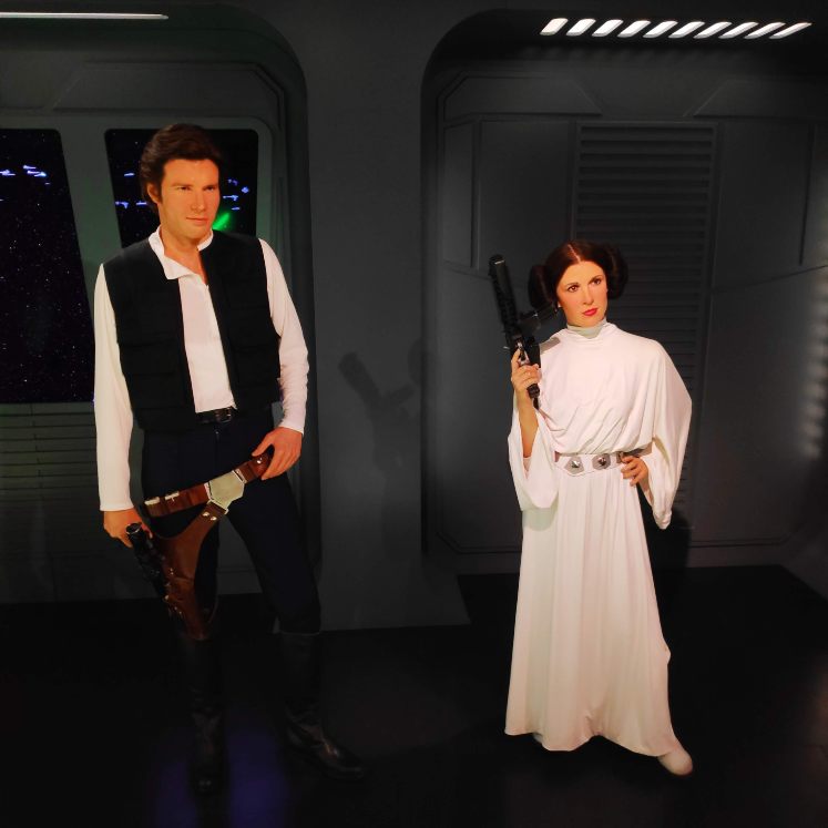 Han Solo and Princess Leia wax figures at Madame Tussauds in Berlin