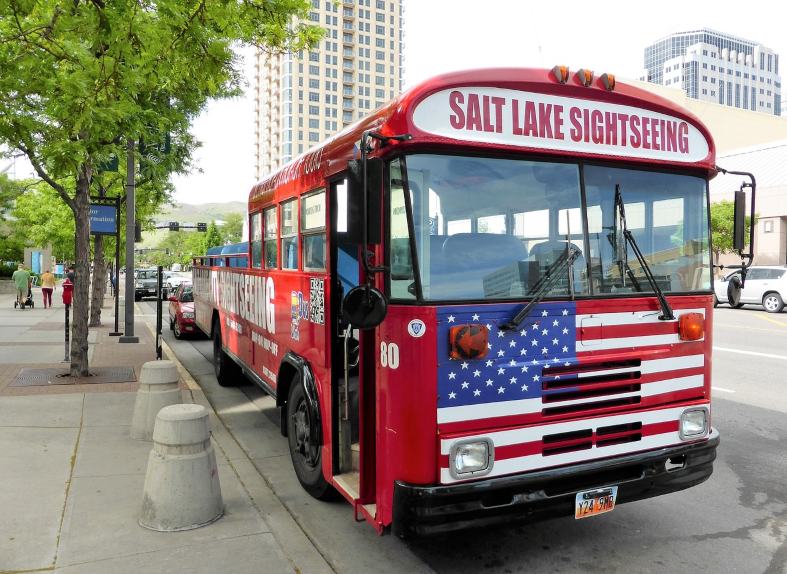 group of excited teenagers on a guided tour in Salt Lake City