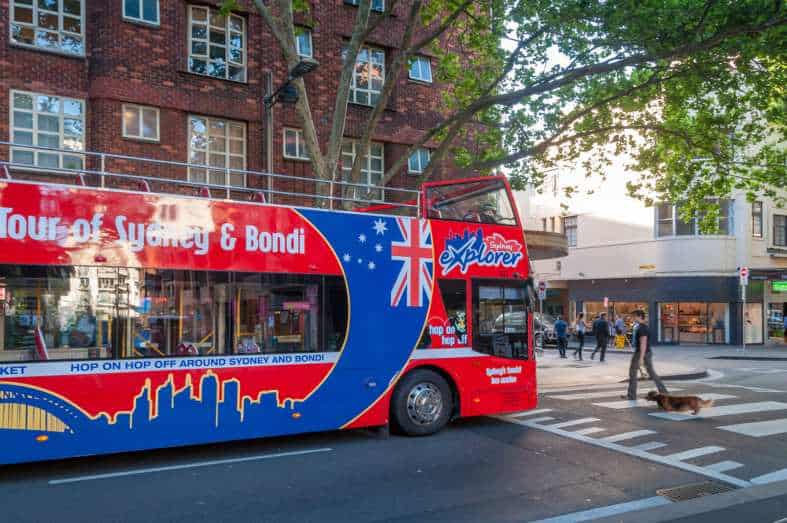 a tourist bus travelling around Sydney