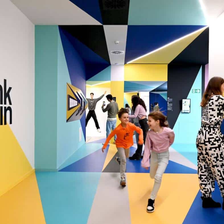 Kids having fun at the Paradox Museum in Barcelona