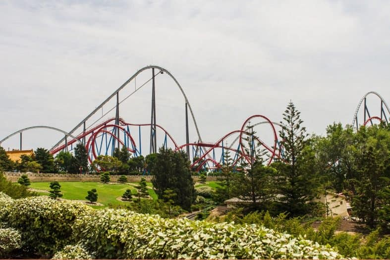 Rollercoasters at PortAventura in Barcelona