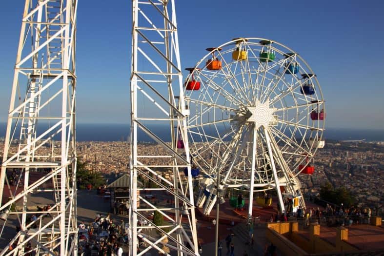 The iconic Ferris Wheel at Tibadabo in Barcelona
