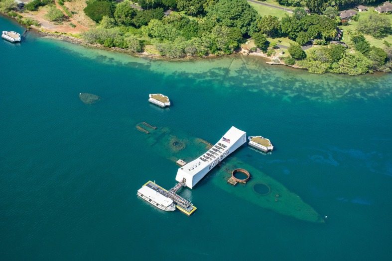 The memorial in Hawaii to the sinking of the USS Arizona
