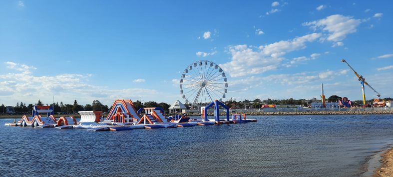 Teenagers will enjoy a sunny day at Lakes Entrance Aqua Park
