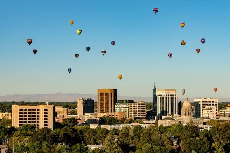 hot air balloons above Boise
