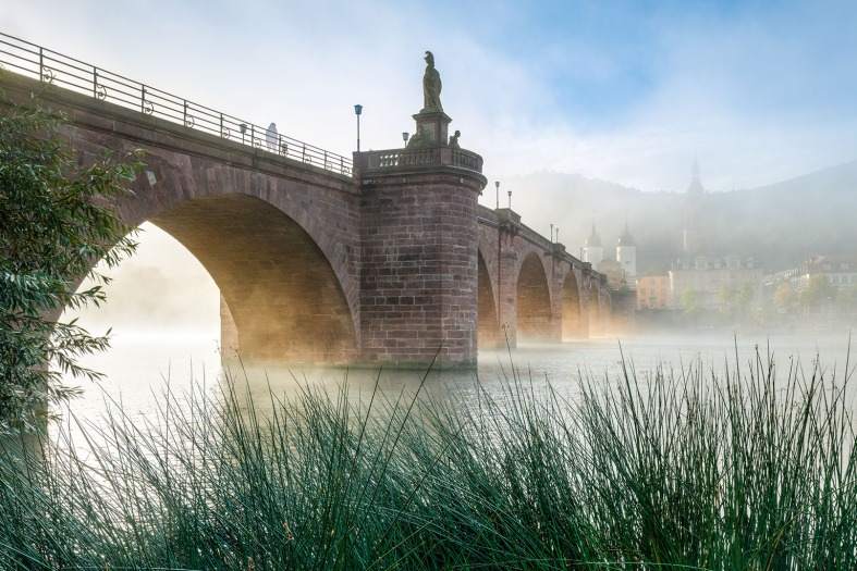 Heidelberg Bridge with fog coming off the water