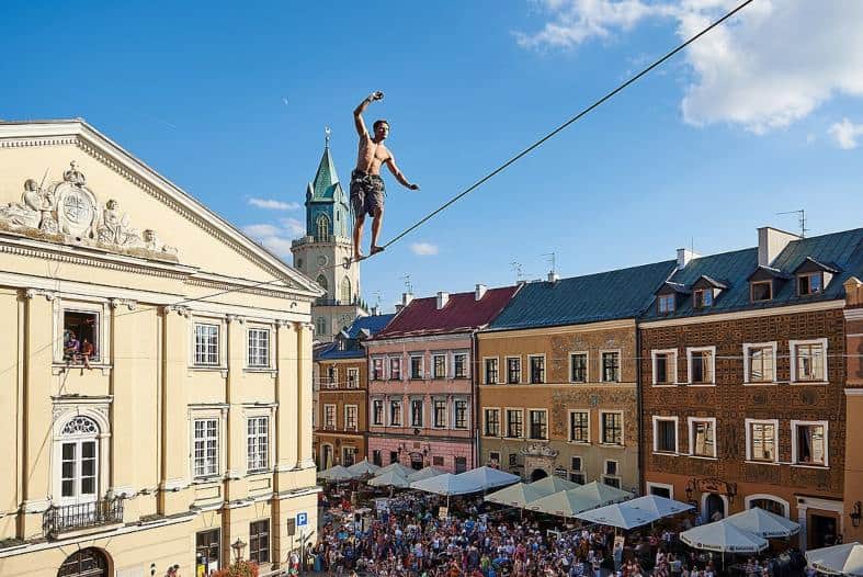 Trapeze artist in Lublin, Poland