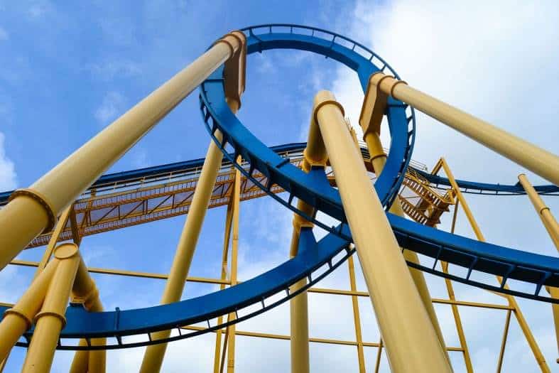 A roller coaster at 6 flags Fiesta Texas