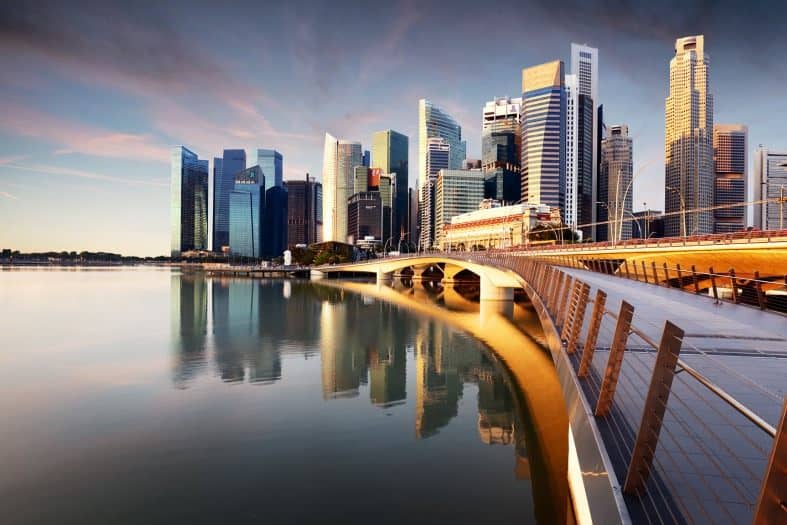 A walking path besides the water in Singapore