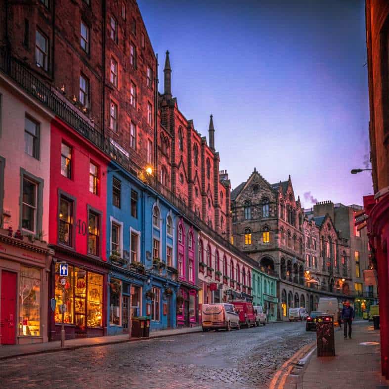 A colorful street in Glasgow