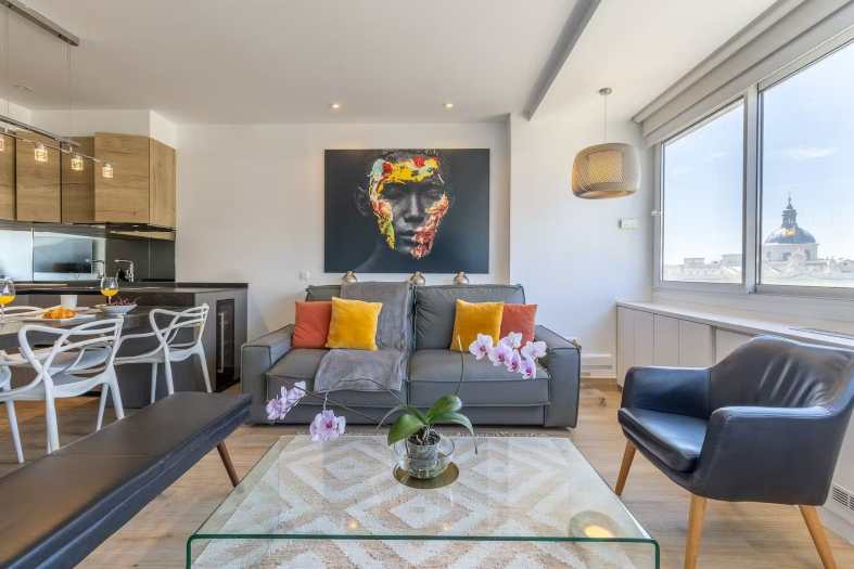 modern lounge room in an apartment in Madrid