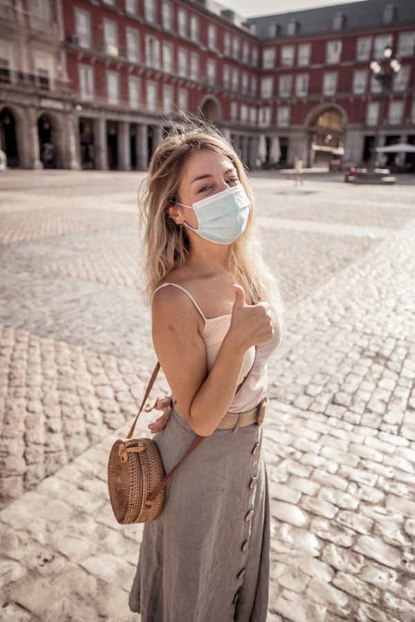 A young female Aduly in Plaza mayor in Madrid