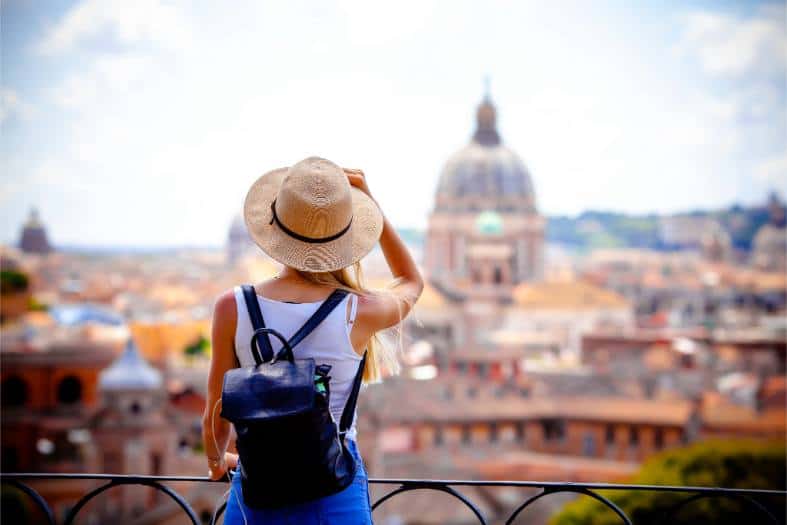 a young female adult in Rome sightseeing