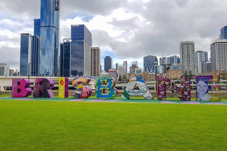 A vibrant shot of the iconic 'Brisbane' sign located in Brisbane, Queensland