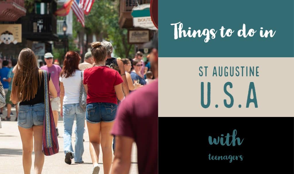 2 teenage girls walking down the street in St Augustine Florida