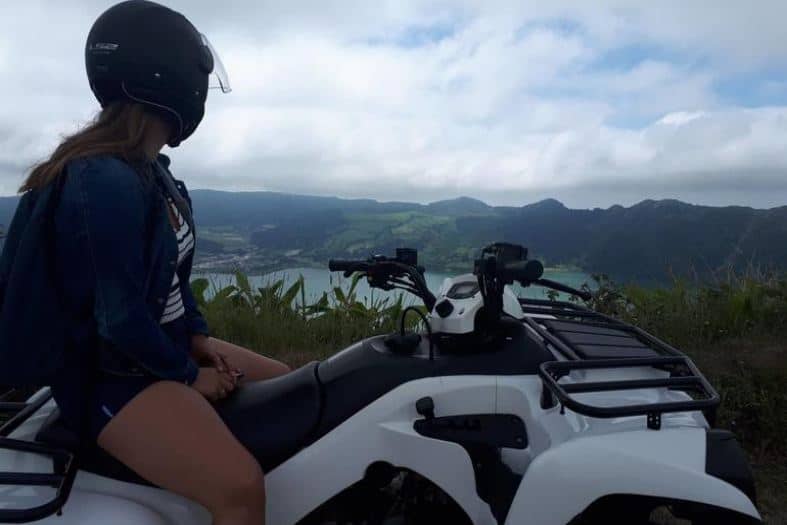 a teenage girl on an atv in the Azores