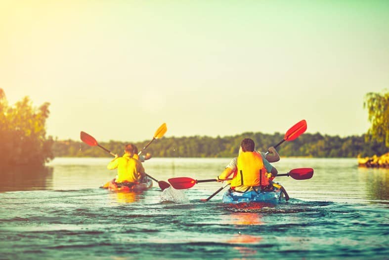 Canoeing on a camping holiday with teenagers.